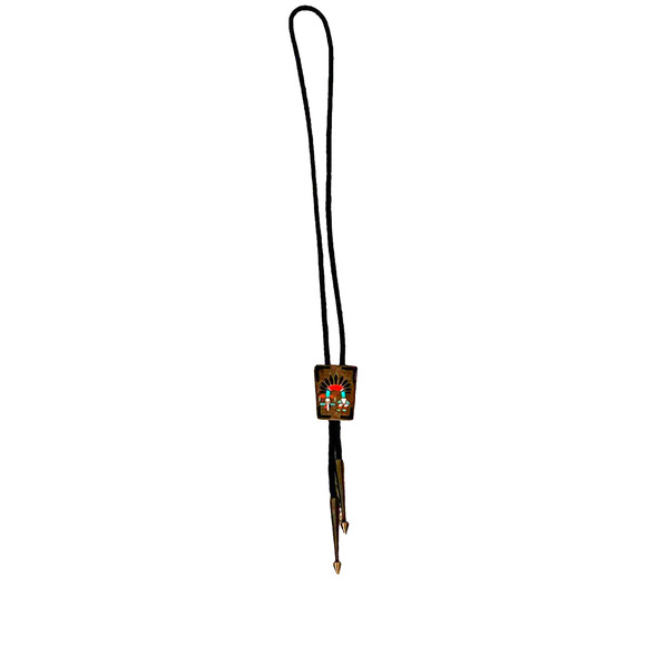 F.L. Natachu Sterling Silver and Inlay Stones Rainbow Man Bolo Tie Vintage Zuni - Picture 7 of 16